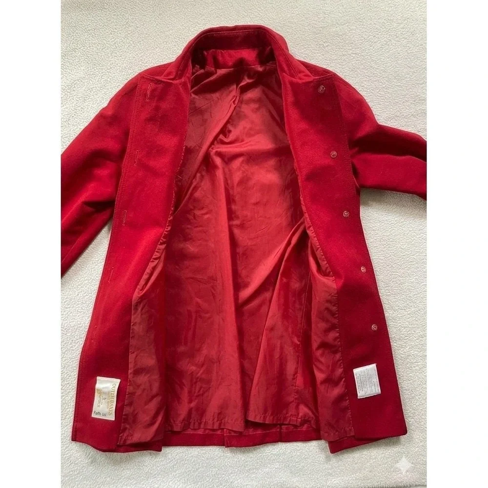 Vintage 60s Outer Banks Women Small Trench Coat Red Western‎ Yoke Rain Repellent